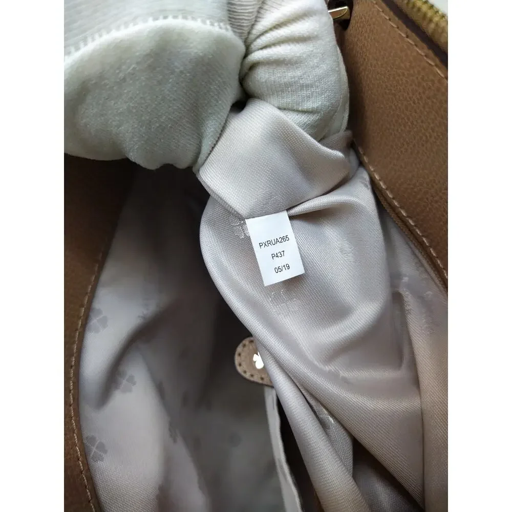 Kate Spade New York Brown Tan Leather Carryall Double Handles Satchel Bag